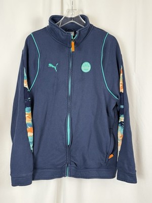 Puma Track Jacket XL Navy Blue Full Zip Retro Athletic Teal Trim Unisex