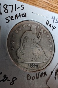 1871 S  U.S.  Seated Liberty Half Dollar  VG Silver Type Coin