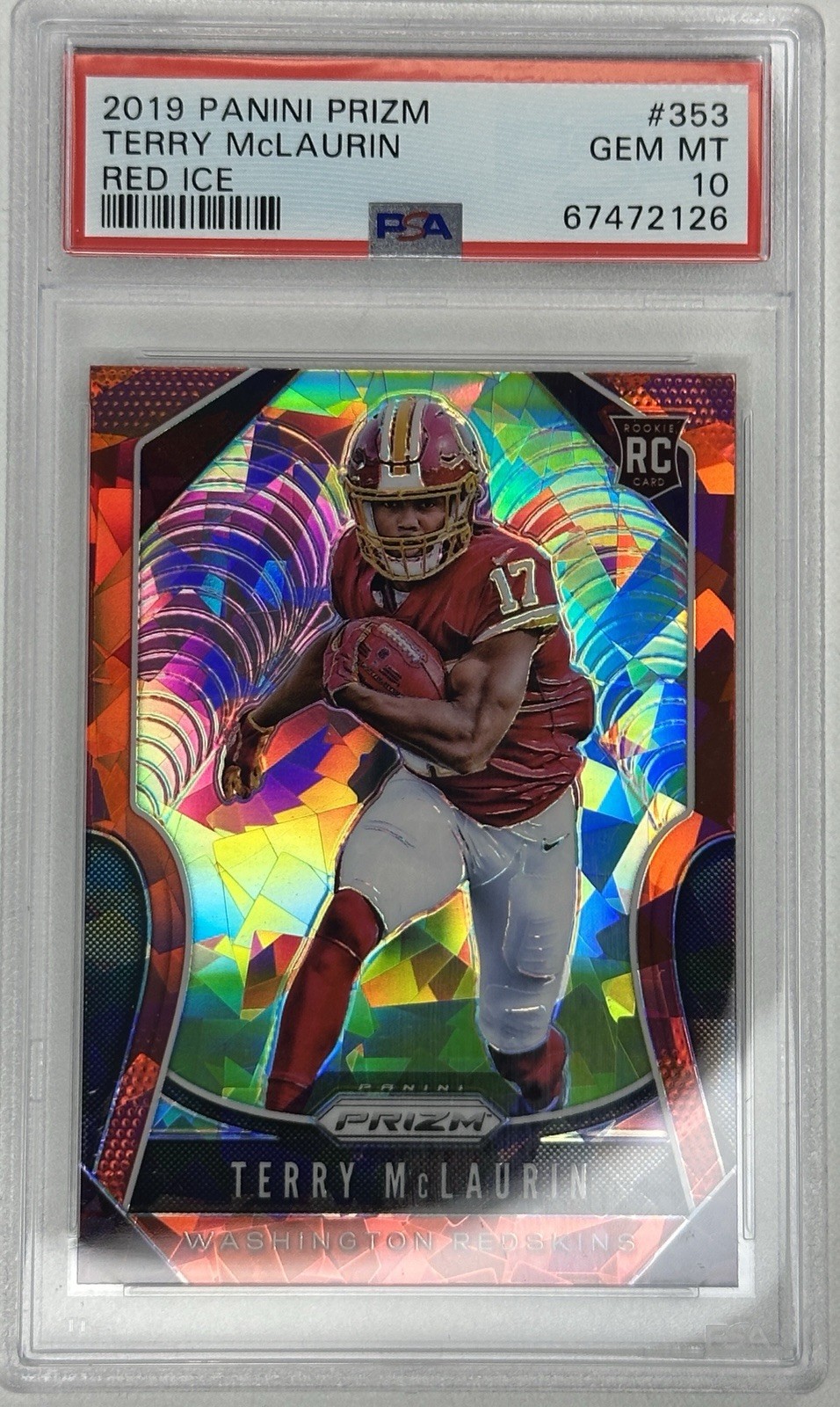 2019 Panini Prizm Red Ice #353 Terry McLaurin RC-Rookie PSA 10 Washington