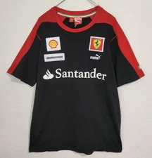 Scuderia Ferrari PUMA Santander F1 T-Shirt Black Red Size M Cotton Short Sleeve