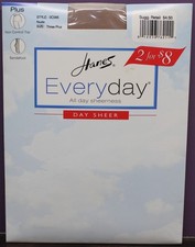 Hanes Everyday Day Sheer Pantyhose Control Top Sandalfoot Size 3 Plus Nude