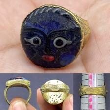 Islamic Round Rare Beautiful Old Mosic Glass Face Bronze Antique Ring