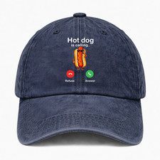 Hot Dog Is Calling Funny Washed Baseball Cap Gag Gift Food Lover Hat Adjustable