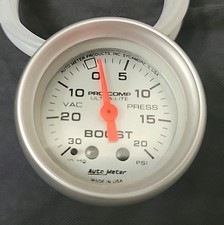 Auto Meter Turbo Boost Gauge Meter 2  52mm 0-30in.Hg 0-20PSI Silver
