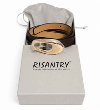 Risantry Brown Leather Belt for Women Size M