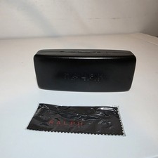 RALPH LAUREN Large Hard Shell Eyeglasses /Sunglasses Case Black And Dust Cloth