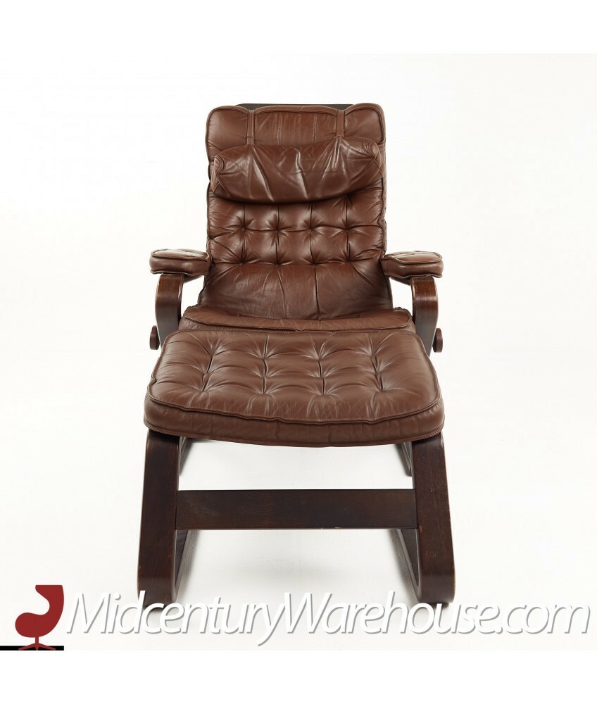 【希少】Westnofa ラウンジチェア Inca 本革 ミッドセンチュリー Westnofa Style Mid Century Tufted Leather Lounge Chair and Ottoman
