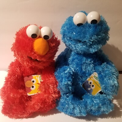 Vintage Elmo and Cookie Monster Plush Sesame Street with Tags Stuffed Toys Gund
