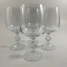 VTG Claudia Czech Bohemian Crystal Goblets Golf Ball Stem Optic Foot Set of 4