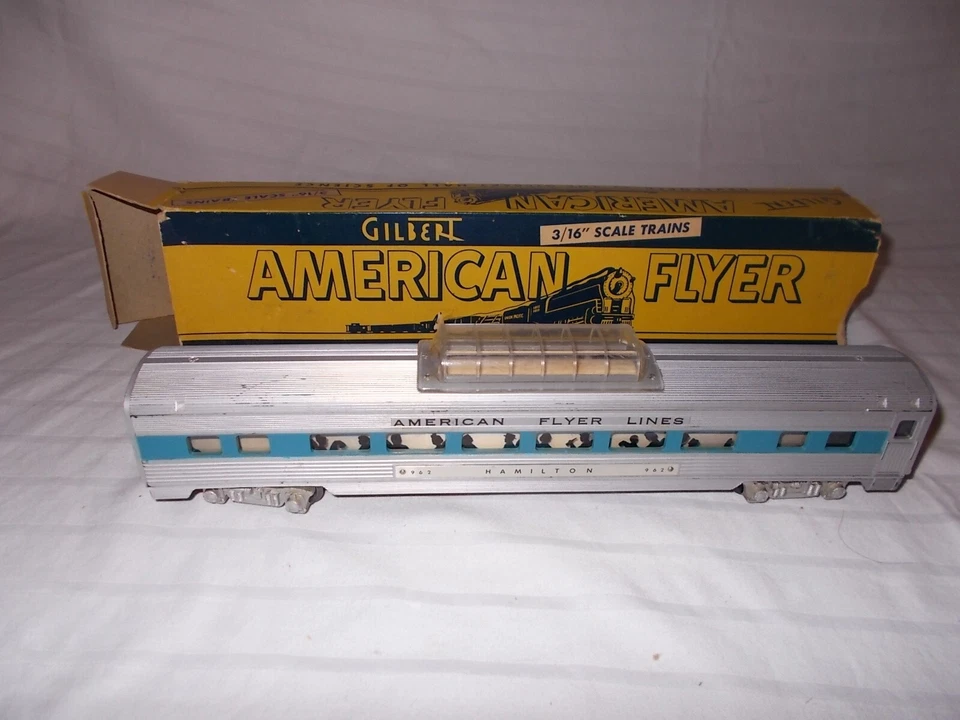AMERICAN FLYER #962 FAIXA AZUL HAMILTON VISTA DOME CARRO DE PASSAGEIROS + CAIXA LOTE #R-58 - Imagem 3 de 4