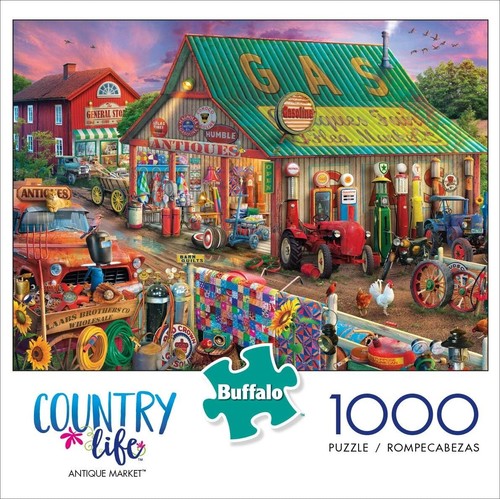 NEW Country Life Antique Market 1000 Piece Buffalo Games Jigsaw Puzzle FREE SHIP - Picture 2 of 5