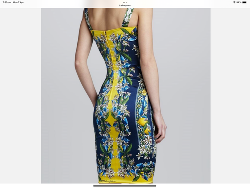 Dolce Gabbana Majolica Tile & Lemon Print Pure Silk Dress