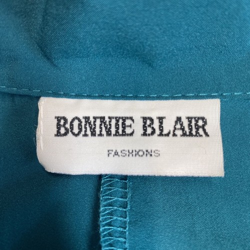 Vintage Bonnie Blair Blouse Womens Medium Green Leaf Embroidery Collared Retro - Picture 7 of 11