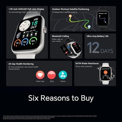Honor Choice Haylou Bluetooh Watch 1.95" AMOLED Display Health monitor GPS - Picture 6 of 14