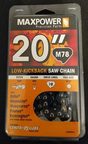 MAX POWER 336544; 78DL,.325P,.050G; 20" LOW KICKBACK CHAIN.