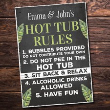 Personalised Hot Tub Plaques Hot Tub Rules Sign Novelty Outdoor Garden Decor