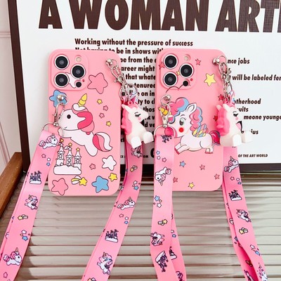 Crossbody Unicorn Doll Stand Strap Phone Cover Cute Girl For OnePlus VIVO Case