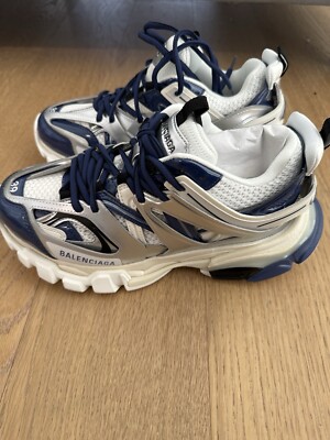 New Balenciaga LED Track Sneaker Limited Metallic Silver and blue
