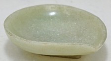 Vintage Semi Precious Jade Stone Leaf Shape Jewellery Bowl Hand Carved