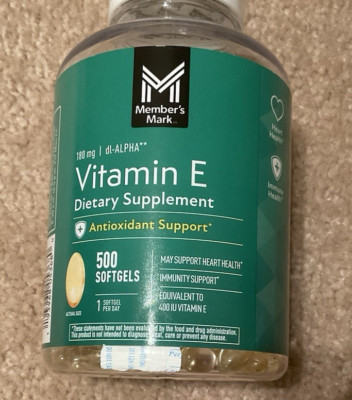 Member's Mark Vitamin E Softgels 180 mg 500 Ct EXP 10/26