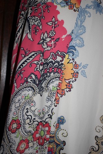 Chicos maxi midi skirt floral 1/M/L partial stretch waist white pink blue lined - Picture 7 of 8