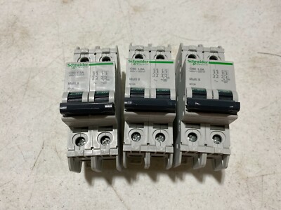 1x Schneider Electric C60 Multi 9 Circuit Breaker 1.5A 240V-125V 2-Pole NOS