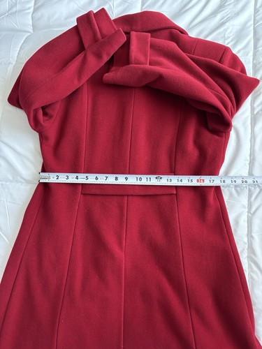 Vintage Halston Red Long Wool Dress Coat Back Slit Size 10 Classic 80/90s - Picture 20 of 24