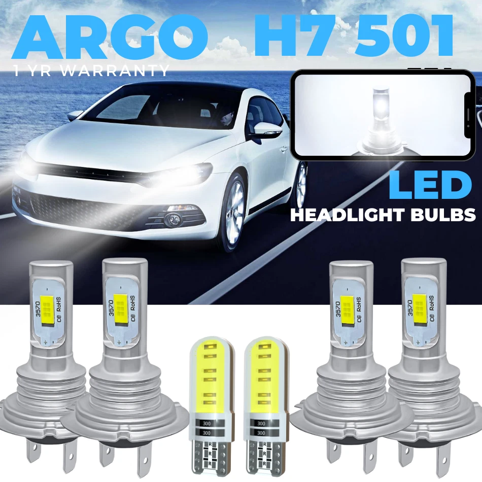 For VW Scirocco Led 2008-17 Xenon 6000k High Low Side Light Hid Headlight Bulbs