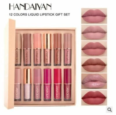 12pc Matte Liquid Lipstick Set Waterproof Non-Sticky Lip Gloss Set Lip Book set