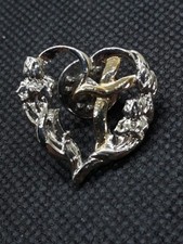Gold Silver Tone Christian Cross Heart Flower Lapel Hat Pin Brooch Religious 1 