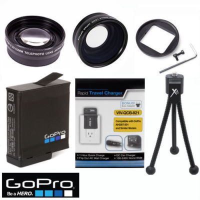 GOPRO HERO6 HD WIDE ANGLE LENS + TELEPHOTO LENS + AABAT-001 ORIGINAL BATTERY KIT