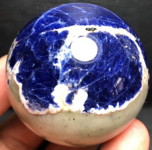 132g Blue Sodalite Stone Crystal Blue Vein Reiki Quart Crystal Sphere BALL R786 - Picture 9 of 9