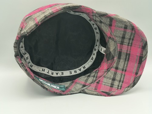 Kirkwood Rare Earth Women's Flannel Plaid Cabbie Cap Hat Raspberry Stretch Fit - Picture 6 of 9