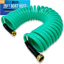 25Ft Coiled Boat Hose Coil Hose Water Hoses Expandable Hose Spring Washdown NEW