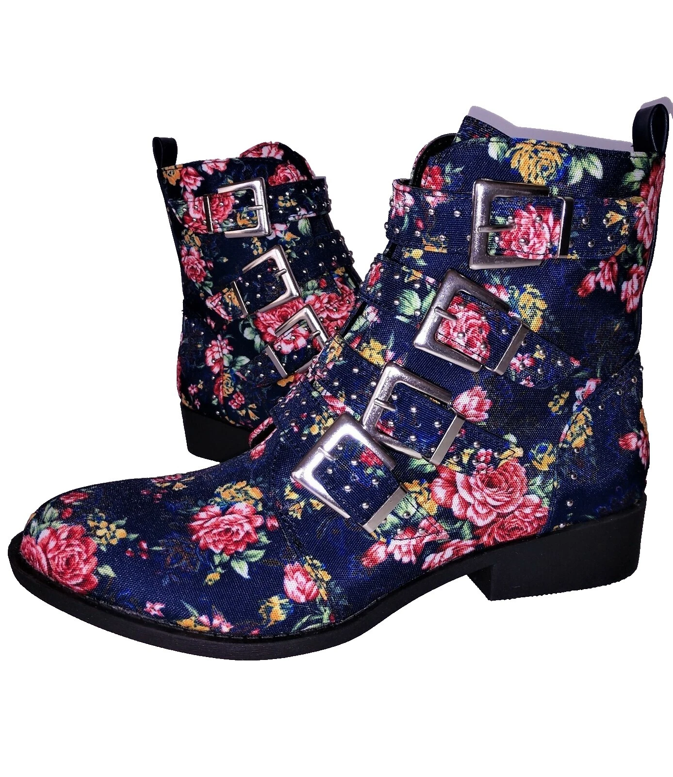 Qupid Floral Boots for Women