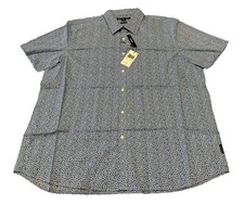 Michael Kors Mens Shirt Blue Size 2xl Floral Print Slim Fit Button 