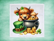 Highland Cow Dish Towel, 12x12, FREE ship, hand towels, bath, choice, St Pattys