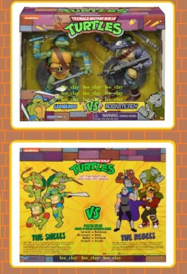 Playmates TMNT Teenage Mutant Ninja Turtles Leonardo vs Rocksteady 5.75'' NEW USA