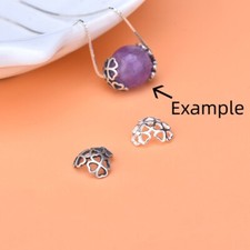 925 Sterling Silver Hollow Clover Heart Bead Cap Bracelet Necklace Spacer 8.6mm