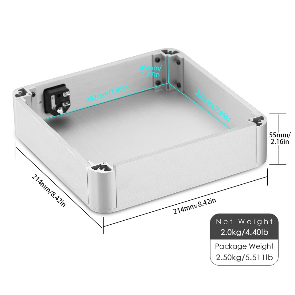 Aluminum Gehäuse for DIY Verstärker Amp Enclosure Amplifier Chassis 214×214×55mm - Bild 3 von 4