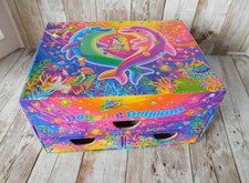 Vintage Lisa Frank EMPTY Dolphin Seas Stationary Jewelry Organizer Box Drawers