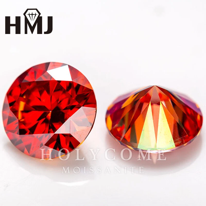 Colored Moissanite Stones Round Gem Stone W. GRA Certificate DIY Ring Jewelry - Image 3 of 4