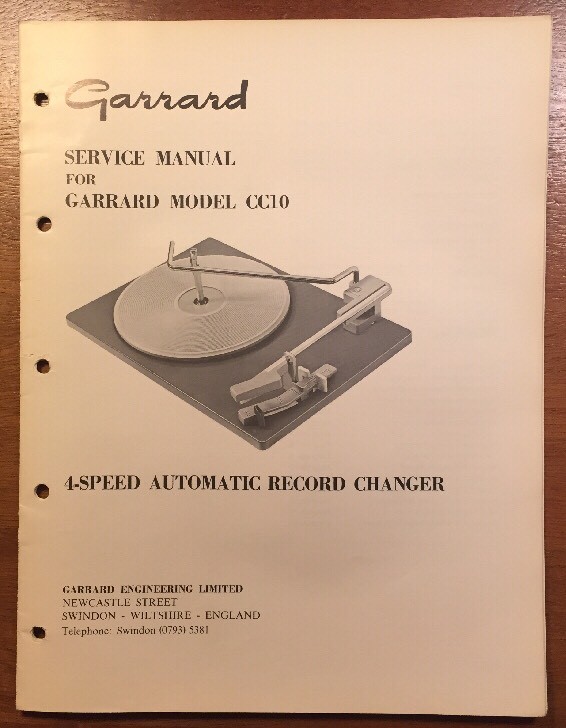 GARRARD CC10 AUTOMATIC RECORD CHANGER ORIGINAL SERVICE MANUAL P198