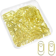 100 Pcs Small Gold Paper Clips Heart Shaped Paperclips 1 inch Cute Decorative...