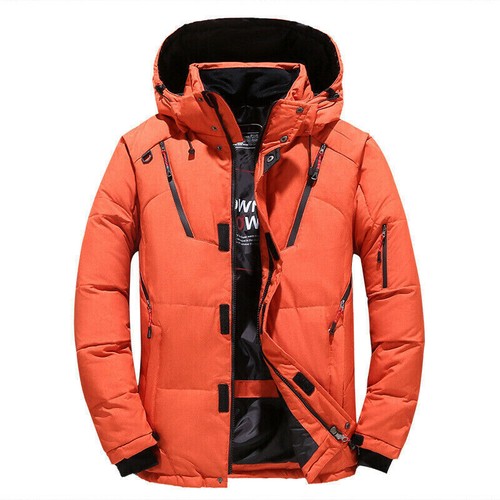 Men's White Duck Down Daiwa Fishing Jacket Warm Hooded Thick Puffer Jacket Coat - Picture 2 of 22