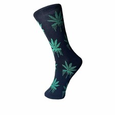 Novelty Socks Green Leaf Melting Size US 7  - 12  