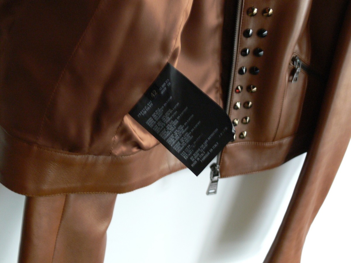 NEW $4500.00 PRADA MADE IN ITALY LEATHER BROWN JACKET SIZE US 6 