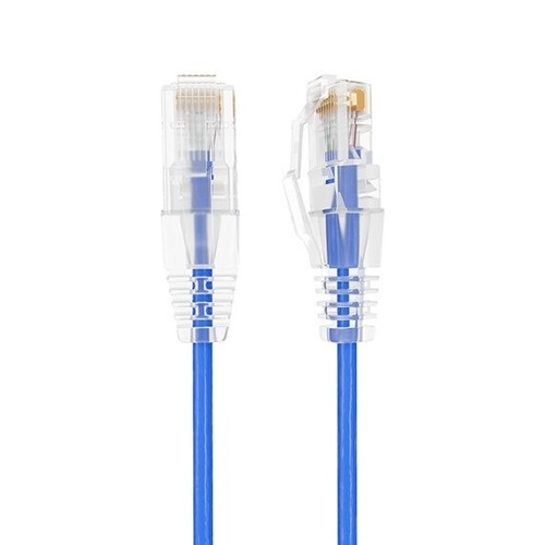 0.5ft Slim Cat6a 28AWG UTP Ethernet Network Patch Cable, Blue - 第 1/4 張圖片