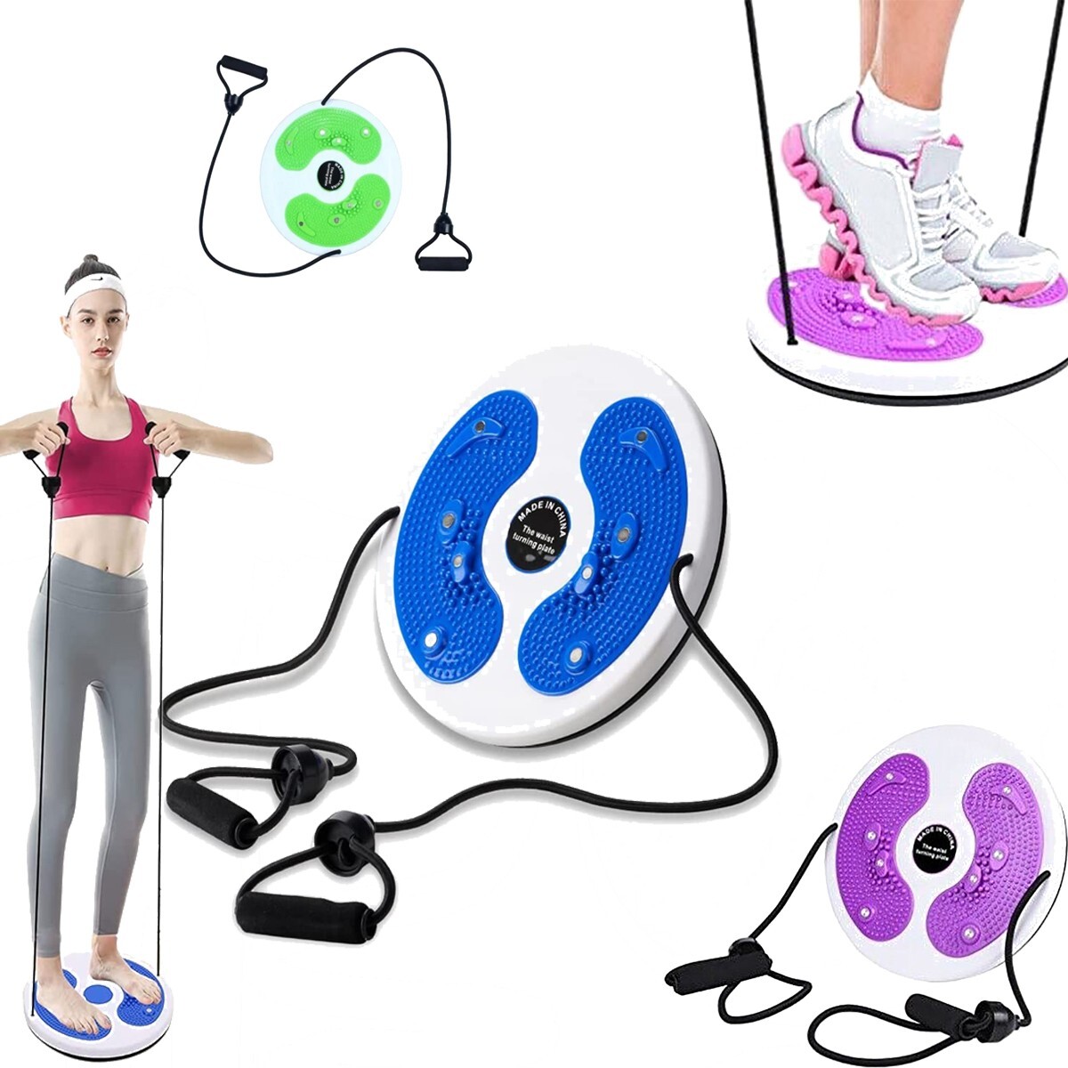 DISCO ROTANTE FITNESS TORSIONE ALLENAMENTO GAMBE VITA FIANCHI EQUILIBRIO CORDA