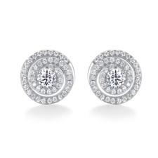 Ladies Sterling 925 Silver Brilliant Cut White Sapphire Swirl Design Earrings